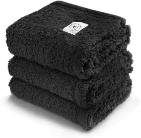 1 Pack 3 Calming Blankets Fluffy Premium Fleece Pet Blanket Soft Sherpa Throw for Dog Puppy Cat Black Small (23x16'')