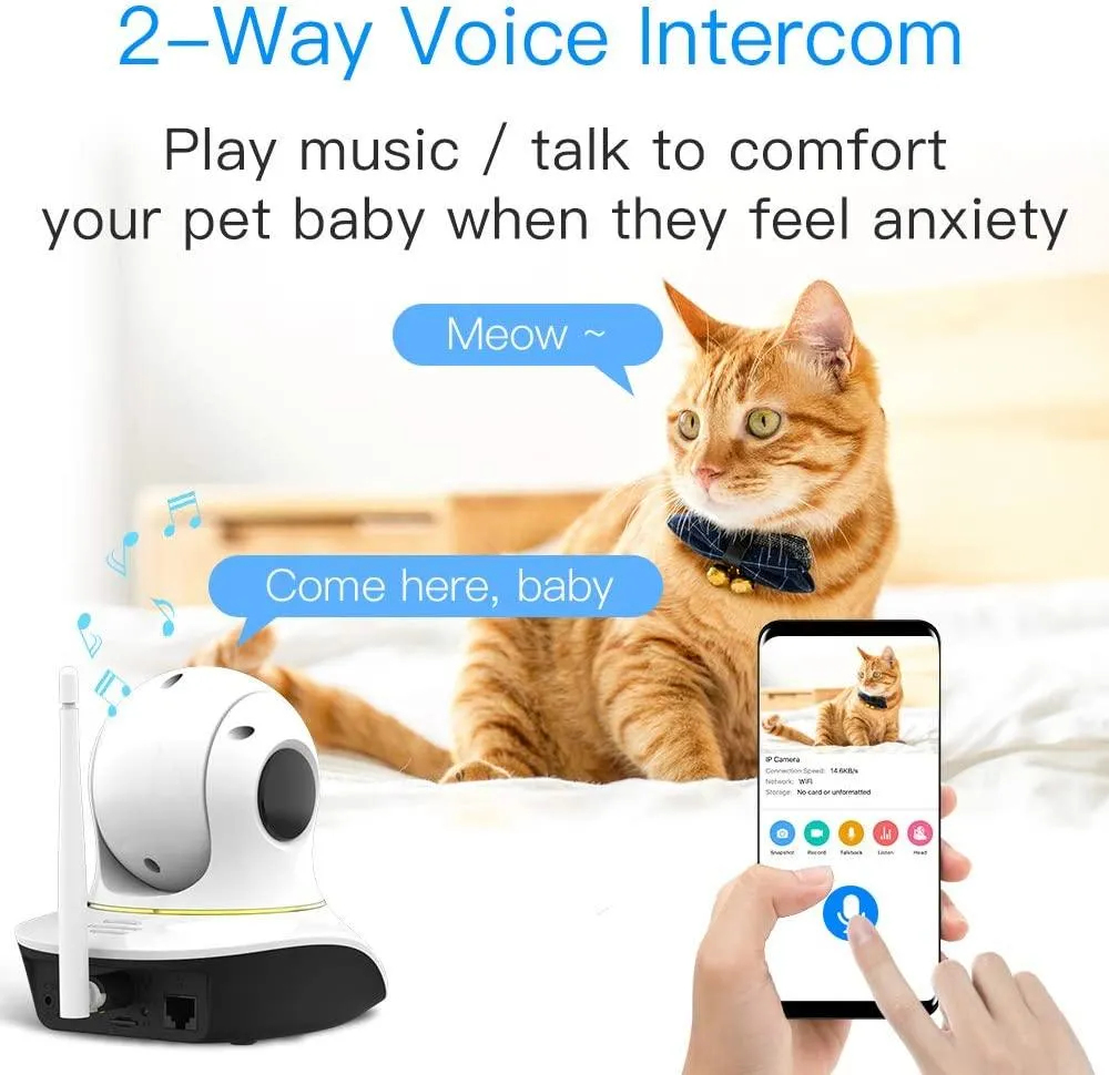 1080P Cat/pet/dog/baby Wireless Camera with with 2 Way Audio, APP Remote Control