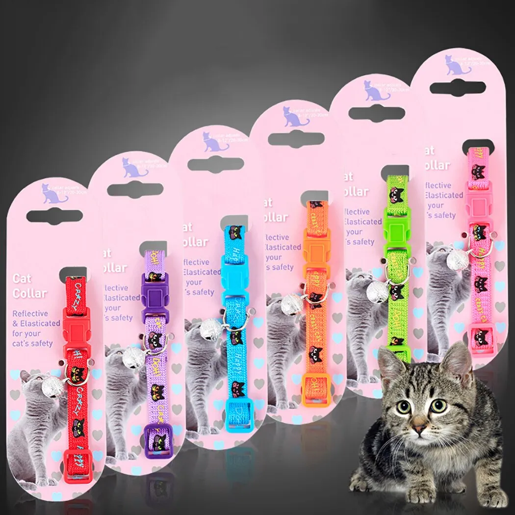 2pcs Adjustable Cat Dog Collar With Bell Cat Puppy Pet Supplies Cat Dog Necklace For Small Dog Chihuahua Collars Pet Decoration