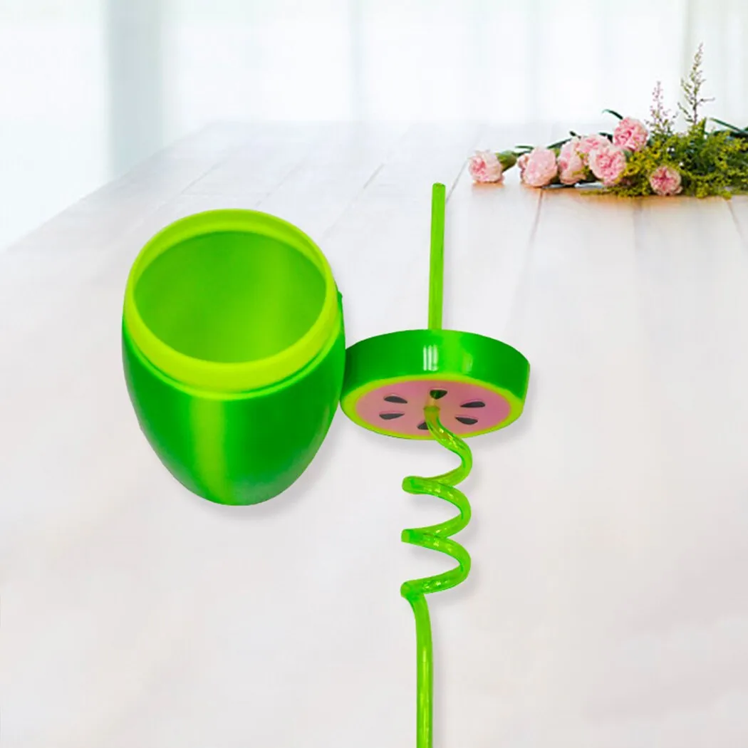 2Pcs Creative Cute Plastic Watermelon Shape With Lid Cup Big Belly Drink Cup Children's Hawaiian Party Decoration Supplies