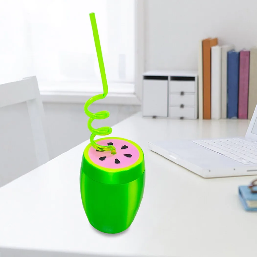 2Pcs Creative Cute Plastic Watermelon Shape With Lid Cup Big Belly Drink Cup Children's Hawaiian Party Decoration Supplies