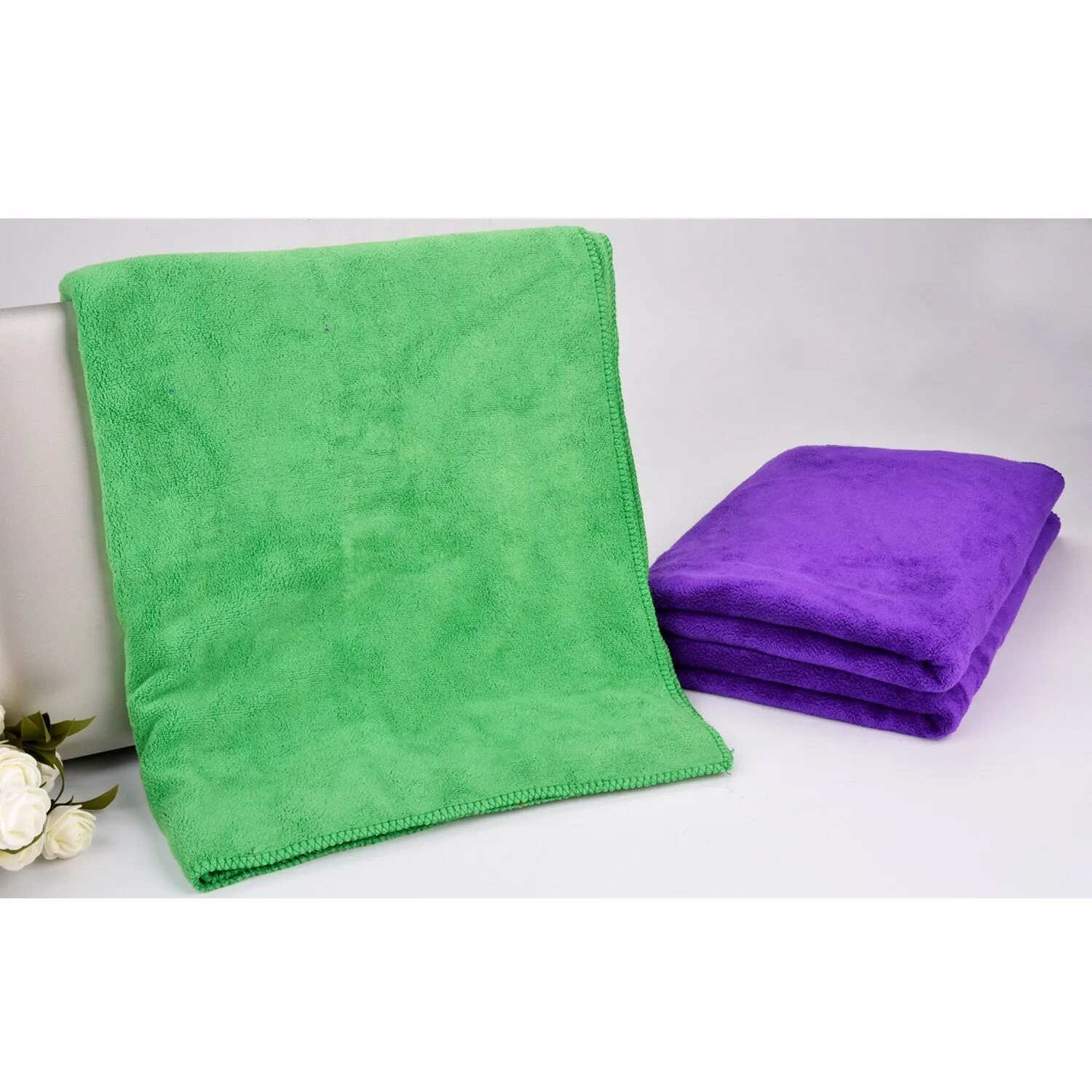 2Pcs Pet Bath Towel Soft Fiber Pet Wash Cloth Large Ultra Absorbent Bath Dry Towel For Dog Cat