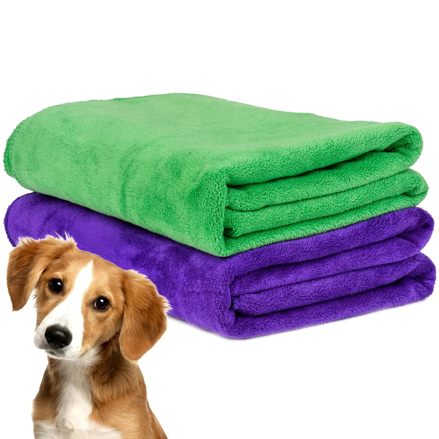 2Pcs Pet Bath Towel Soft Fiber Pet Wash Cloth Large Ultra Absorbent Bath Dry Towel For Dog Cat