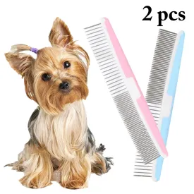 2pcs Pet Grooming Comb Stainless Steel Professional Grooming Tool For Dogs Cats Pet Supplies Cats Dogs Hair Care