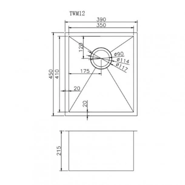 390x450x215mm 1.2mm Handmade Top/Undermount Single Bowl Kitchen Sink