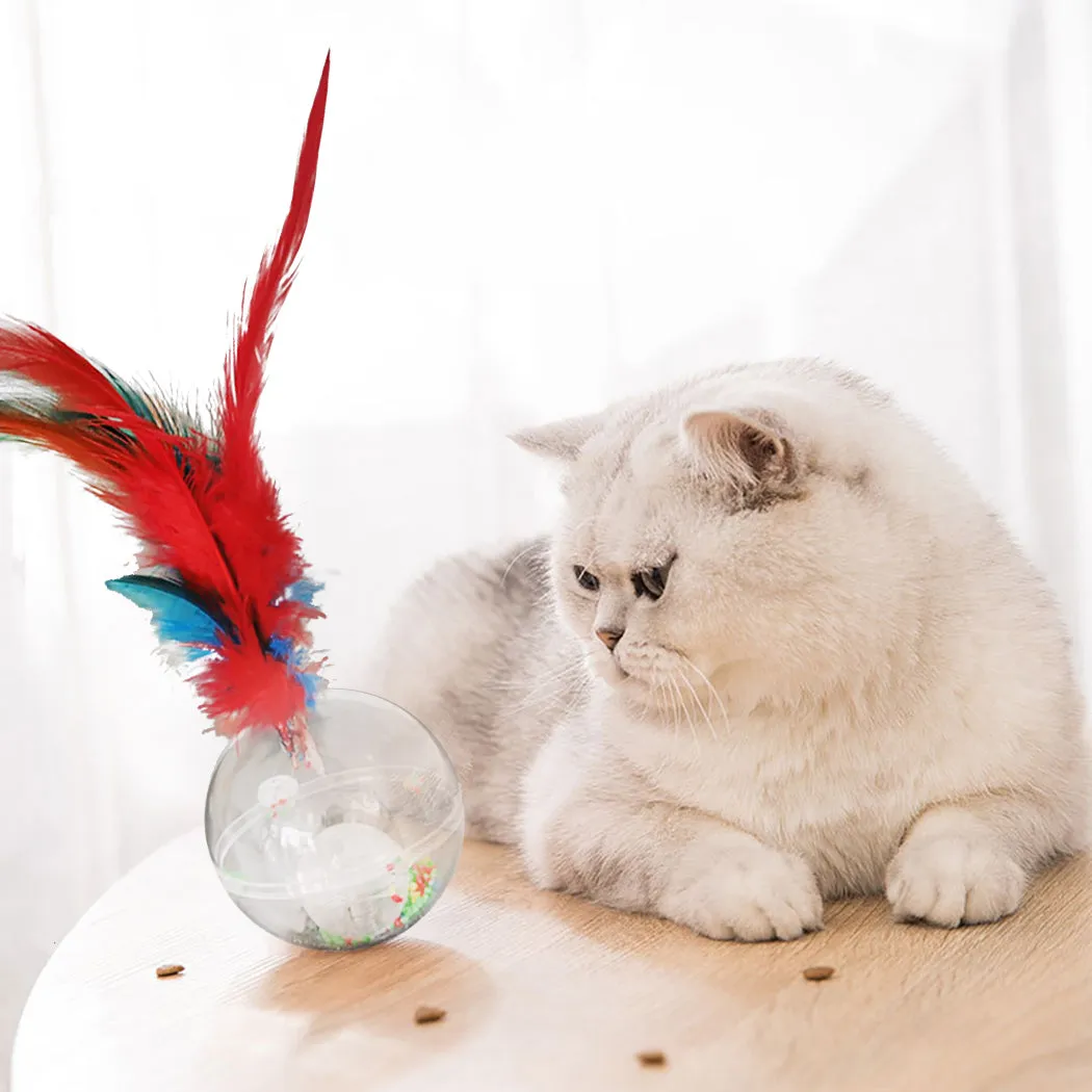 3pcs Creative Cat Toys Light Up Tumbler Fake Feather Cat Training Toy Pet Sound Toys Pet Supplies