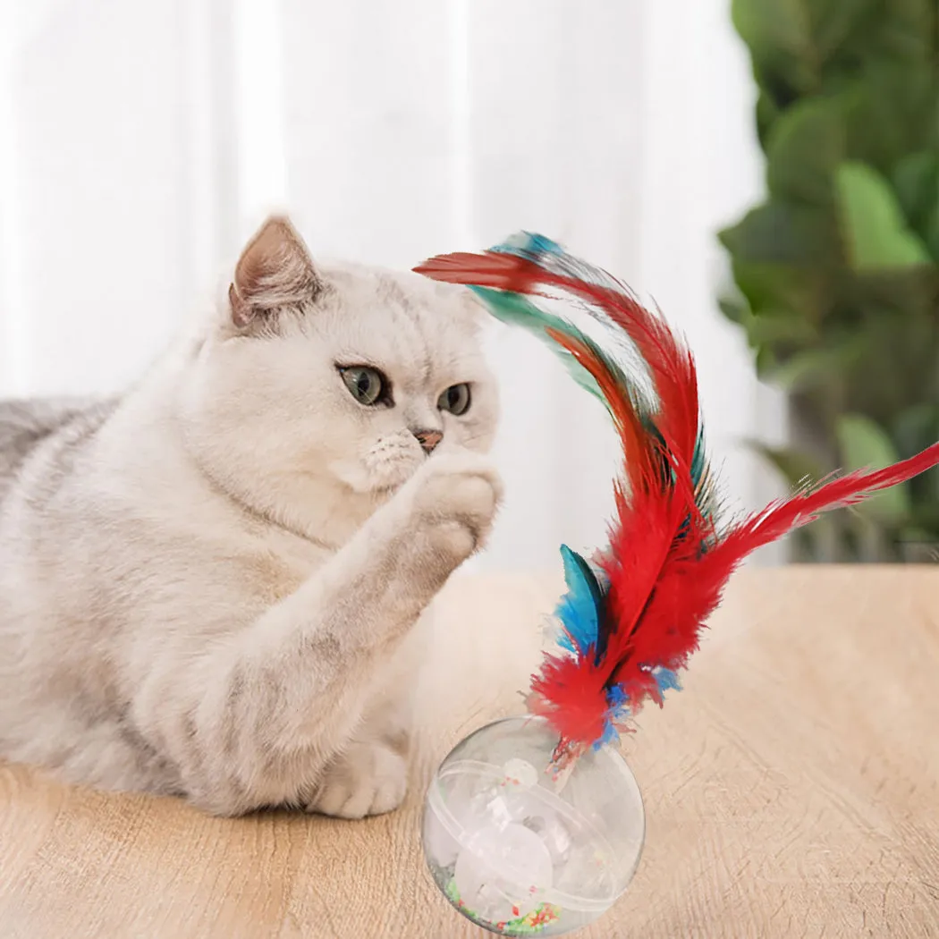 3pcs Creative Cat Toys Light Up Tumbler Fake Feather Cat Training Toy Pet Sound Toys Pet Supplies