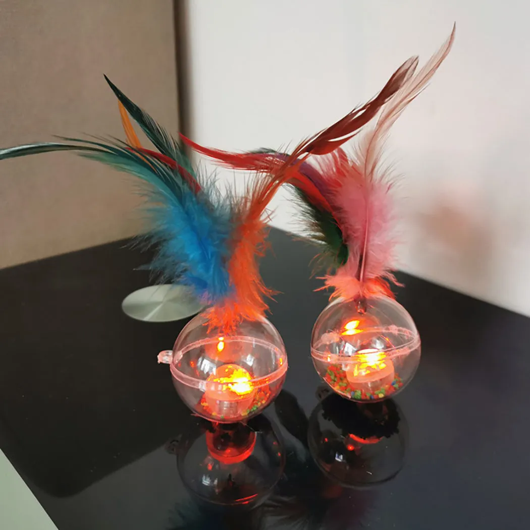 3pcs Creative Cat Toys Light Up Tumbler Fake Feather Cat Training Toy Pet Sound Toys Pet Supplies