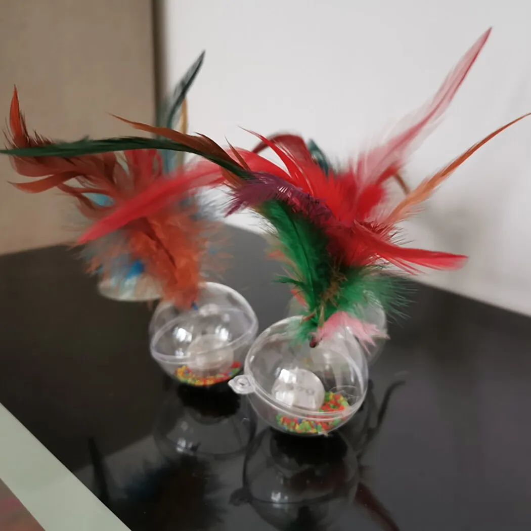 3pcs Creative Cat Toys Light Up Tumbler Fake Feather Cat Training Toy Pet Sound Toys Pet Supplies