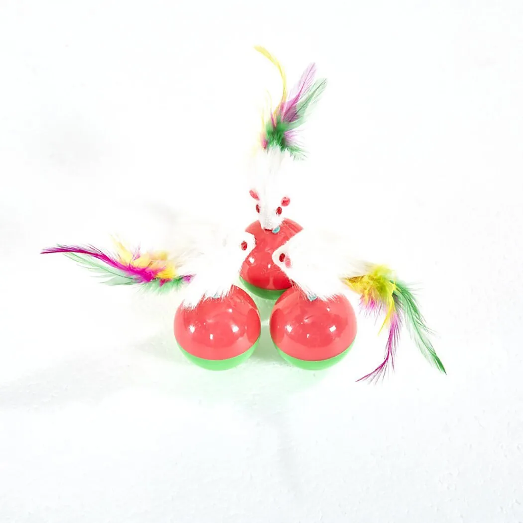 3pcs Funny Cat Toys Tumbler Mouse Fake Feather Cat Training Toy Pet Interactive Toy Pet Supplies