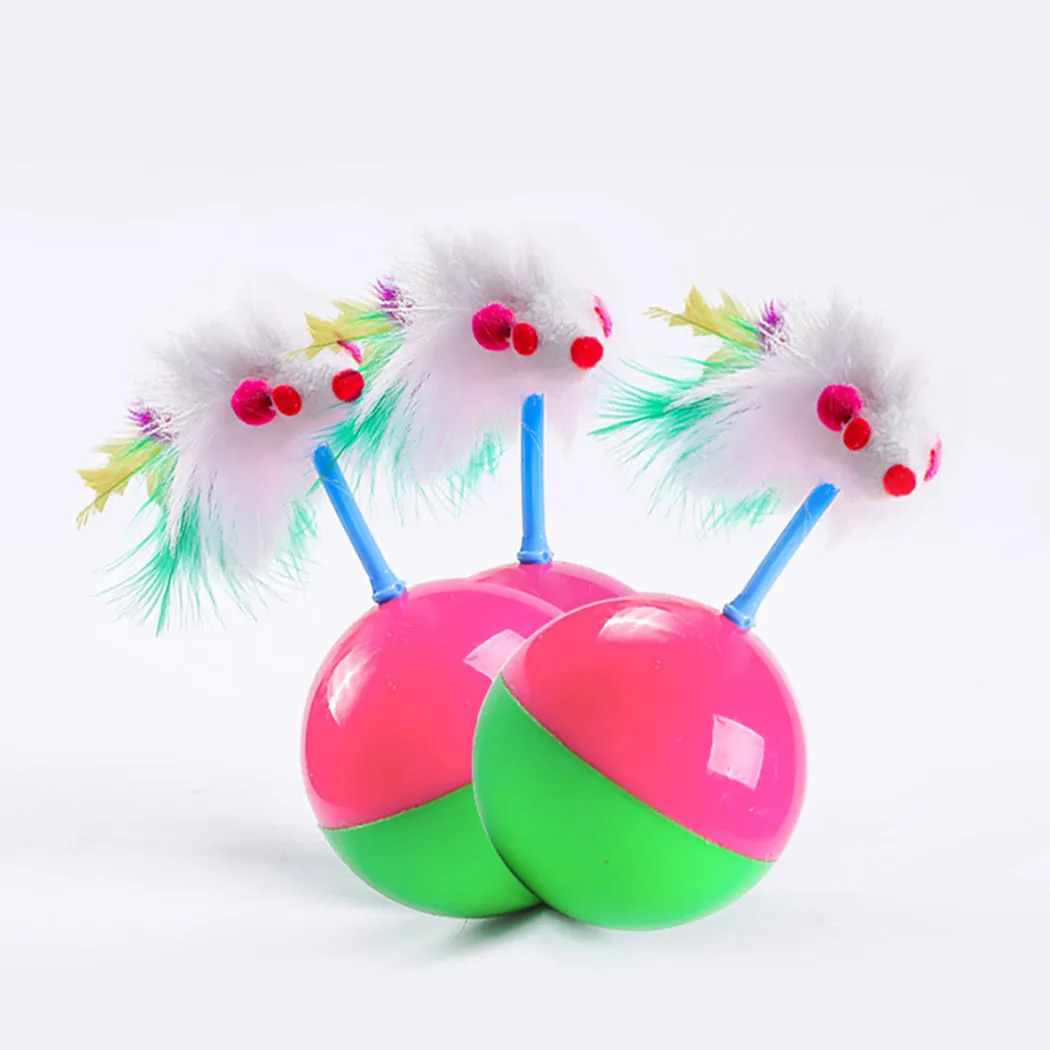 3pcs Funny Cat Toys Tumbler Mouse Fake Feather Cat Training Toy Pet Interactive Toy Pet Supplies