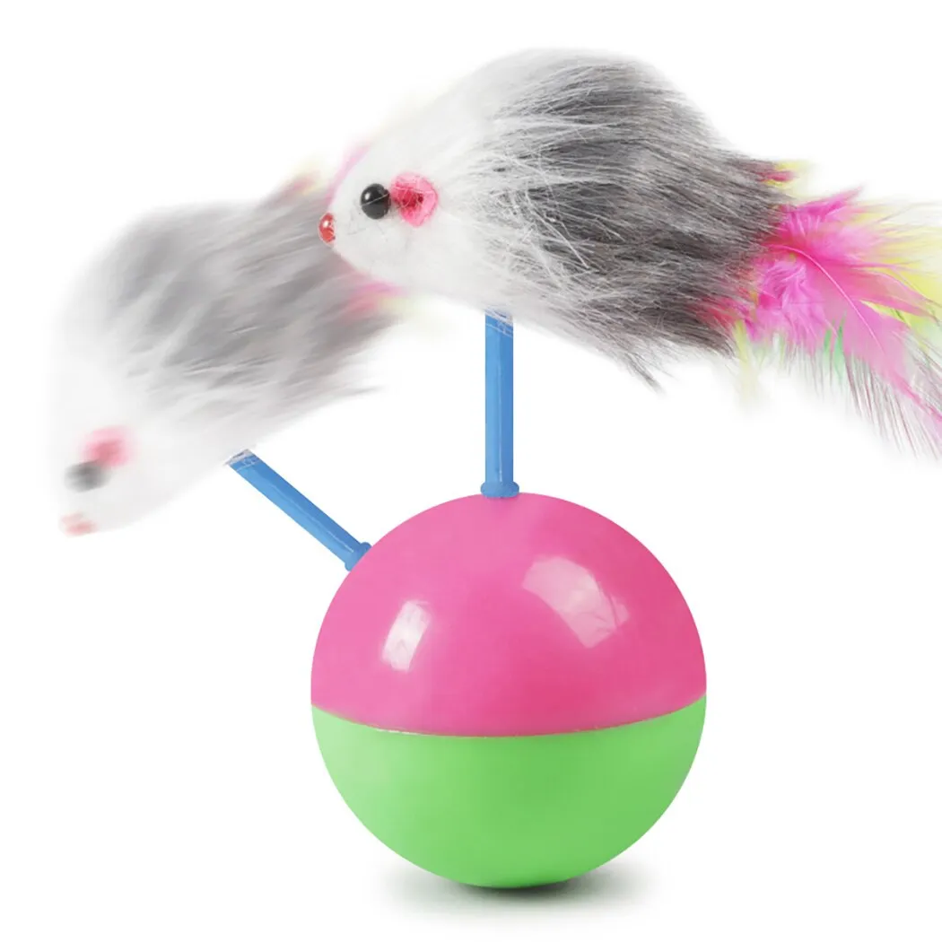 3pcs Funny Cat Toys Tumbler Mouse Fake Feather Cat Training Toy Pet Interactive Toy Pet Supplies