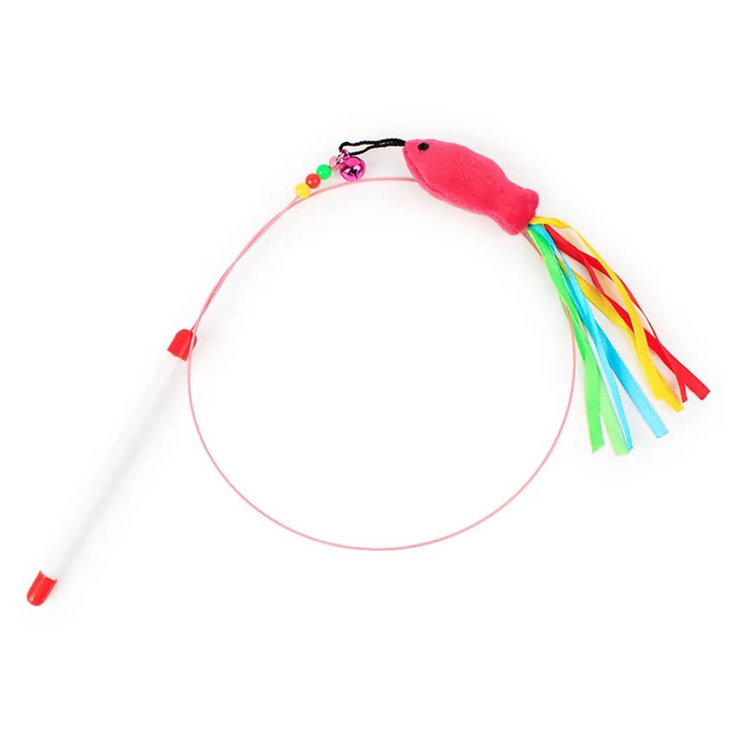 3PCS New High Toughness Two-Color Feather Wire Funny Cat Stick Toy Solid Color Long Feather Interactive Feather Cat Training Toy