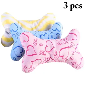 3pcs/set Dog Plush Squeaky Toys Creative Fashion Lovely Bone Shape Cat Play Toy Dog Teeth Toy Pet Supplies Dog Favors