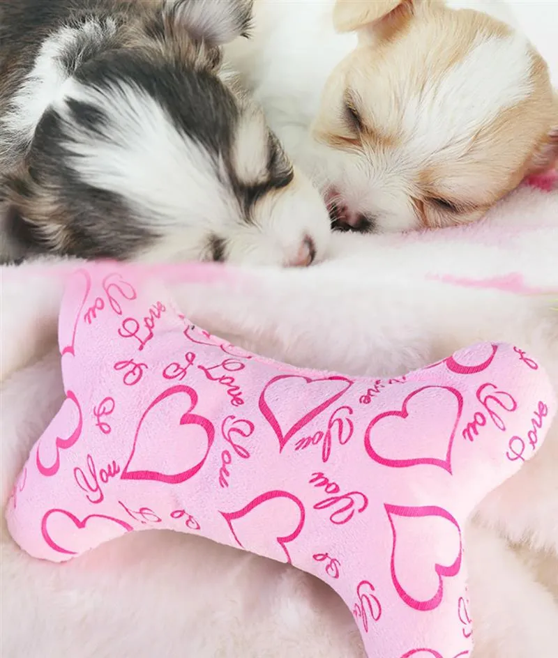 3pcs/set Dog Plush Squeaky Toys Creative Fashion Lovely Bone Shape Cat Play Toy Dog Teeth Toy Pet Supplies Dog Favors