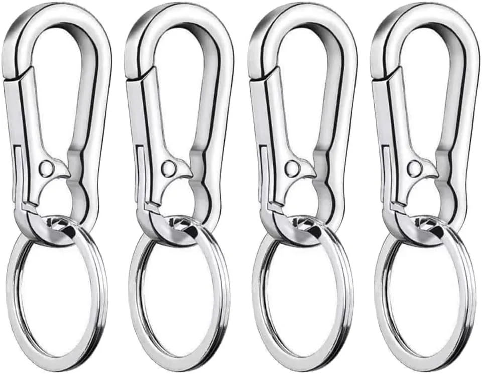 4-Pack Dog Tag Clips,Metal Cat & Dog Collar Clip with Ring,Dog Tag Ring Holder Hook for Pet Collar and Harness (Silver)