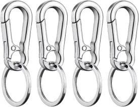 4-Pack Dog Tag Clips,Metal Cat & Dog Collar Clip with Ring,Dog Tag Ring Holder Hook for Pet Collar and Harness (Silver)