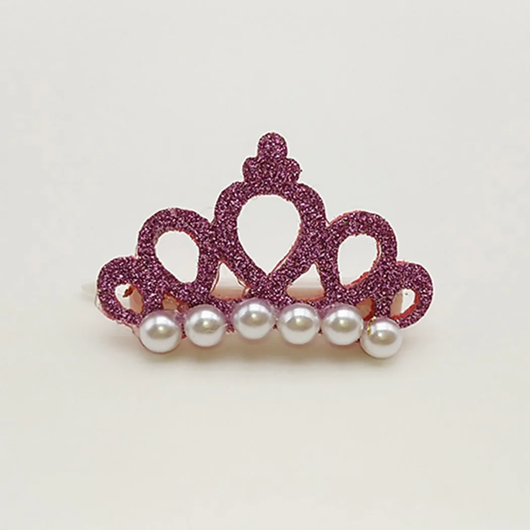 5pcs Pet Hair Clip Faux Pearl Crown Shape Dog Hair Clip Pet Hair Accessory Clothing Accessories Pet Dress Up For Party