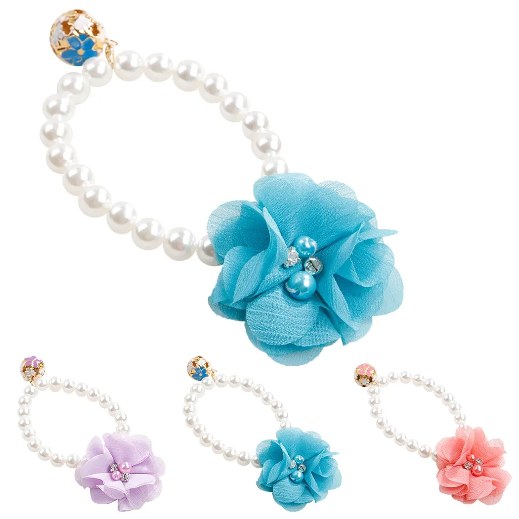 6pcs Pet Collars Decorative Cloth Flower Fake Pearl Dog Collar Cat Collar Elegant Clothing Accessories Pet Supplies For Party