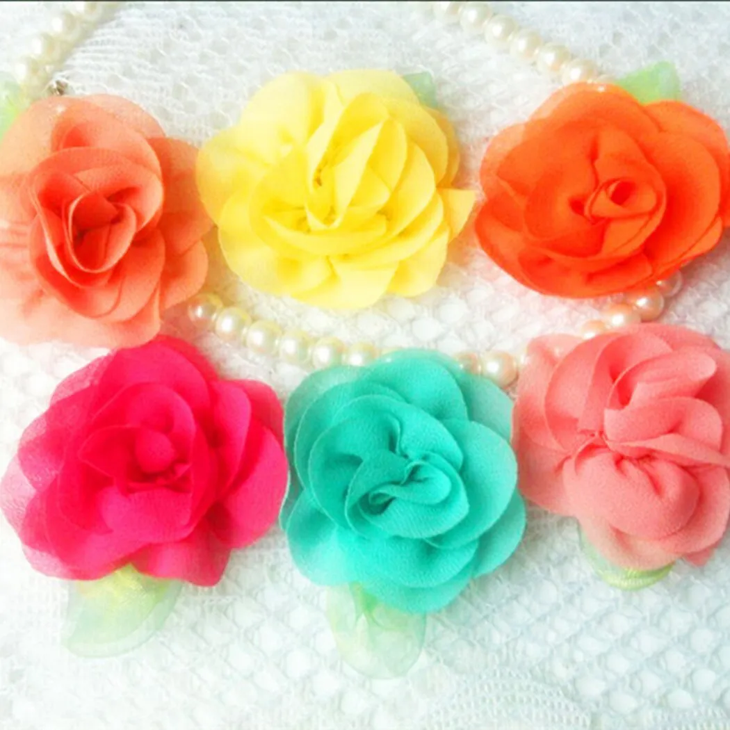6pcs Pet Collars Decorative Cloth Flower Fake Pearl Dog Collar Cat Collar Elegant Clothing Accessories Pet Supplies For Party