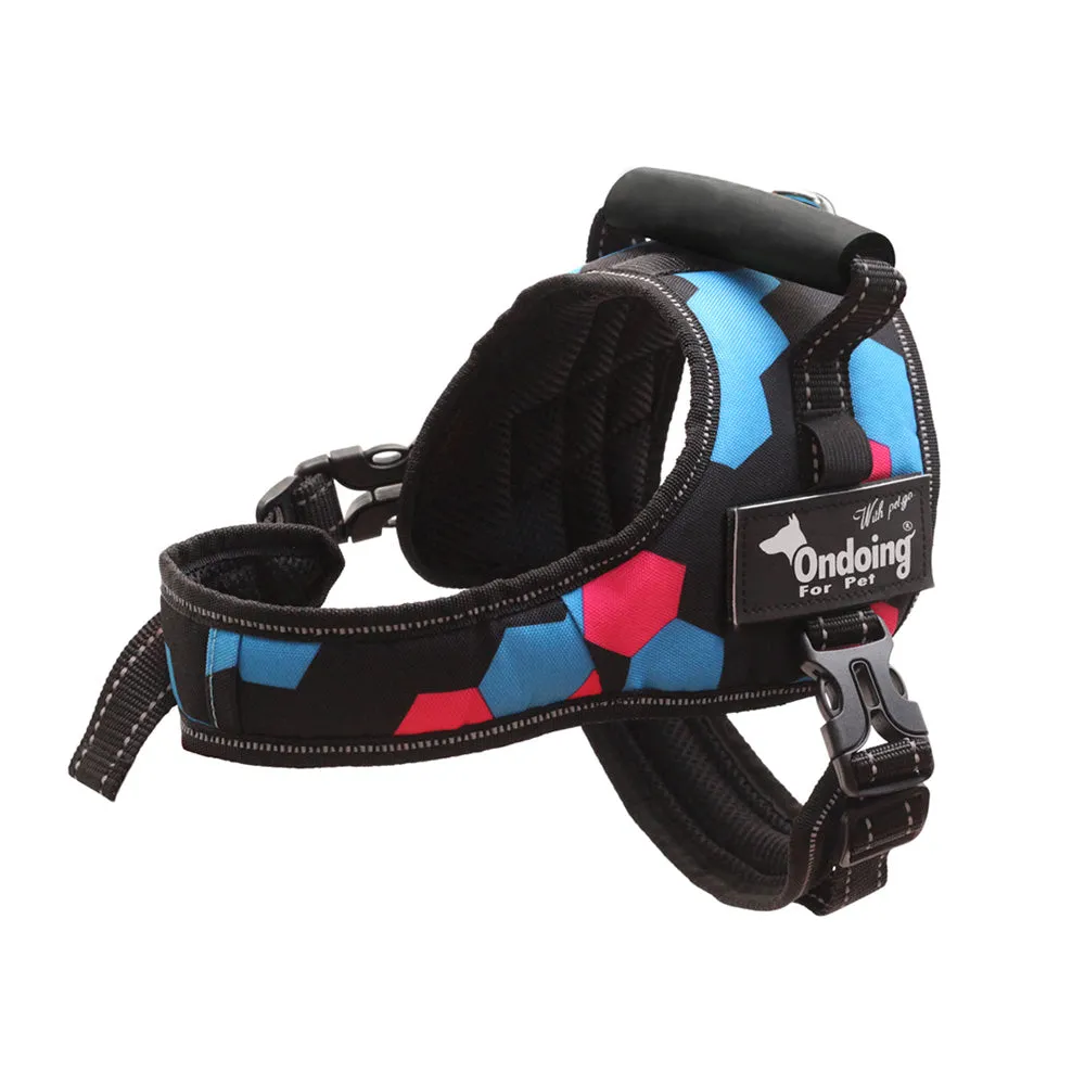 Adjustable Camo Dog Harness Heavy Duty Vest With Handle Reflective Training Pet