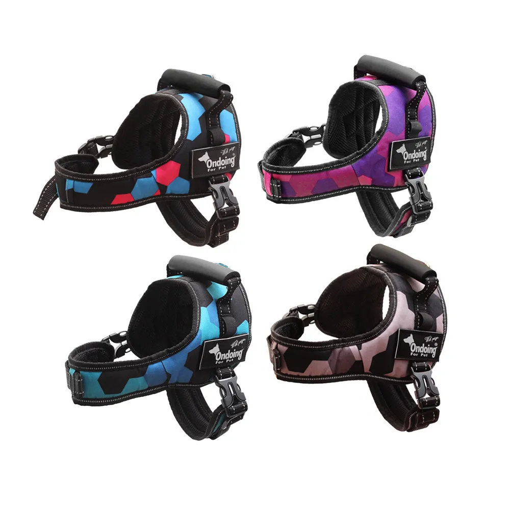 Adjustable Camo Dog Harness Heavy Duty Vest With Handle Reflective Training Pet