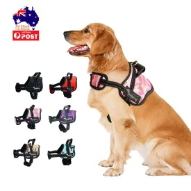 Adjustable Camo Dog Harness Vest With Handle Reflective Breathable No Pull