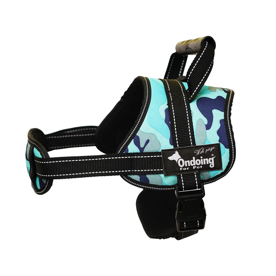 Adjustable Camo Dog Harness Vest With Handle Reflective Breathable No Pull