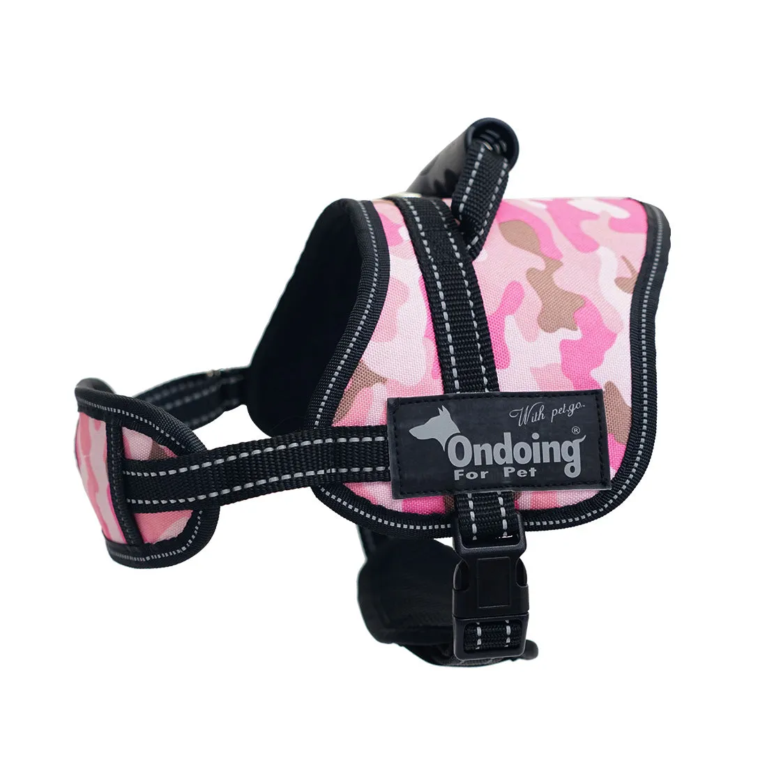 Adjustable Camo Dog Harness Vest With Handle Reflective Breathable No Pull