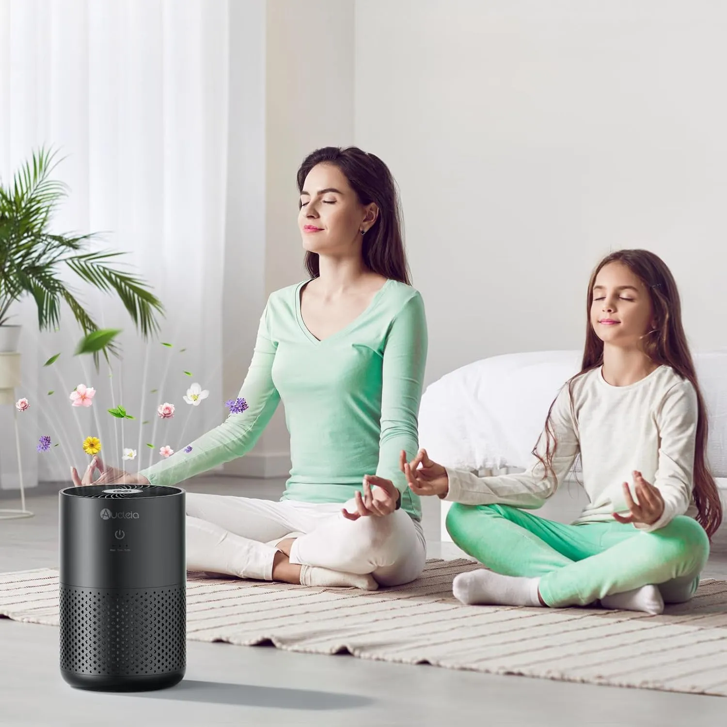 Air Purifiers for Bedroom up to 588 Ft, 20dB Bedroom Air Purifier for Small Room Removes Dust Pets Hair Smoke Odor with Aromatherapy Function(Black)