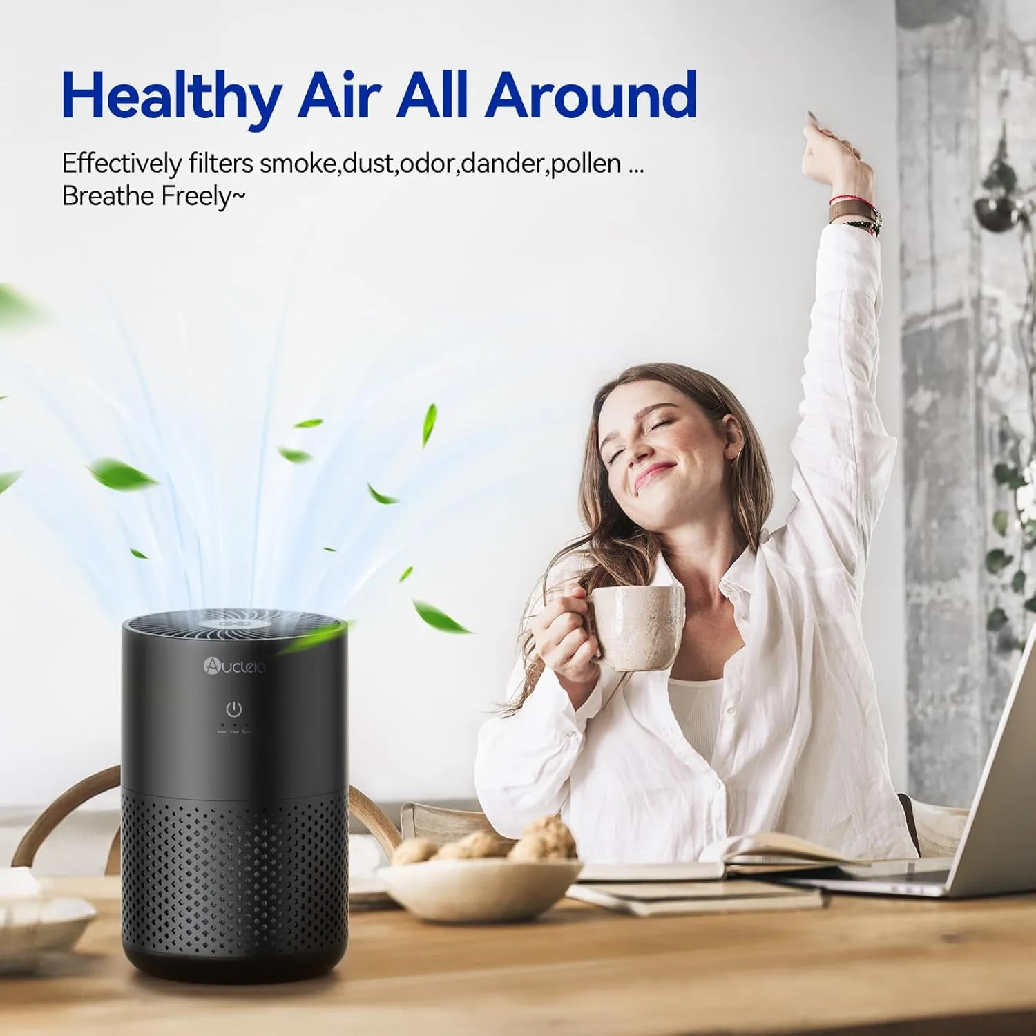Air Purifiers for Bedroom up to 588 Ft, 20dB Bedroom Air Purifier for Small Room Removes Dust Pets Hair Smoke Odor with Aromatherapy Function(Black)