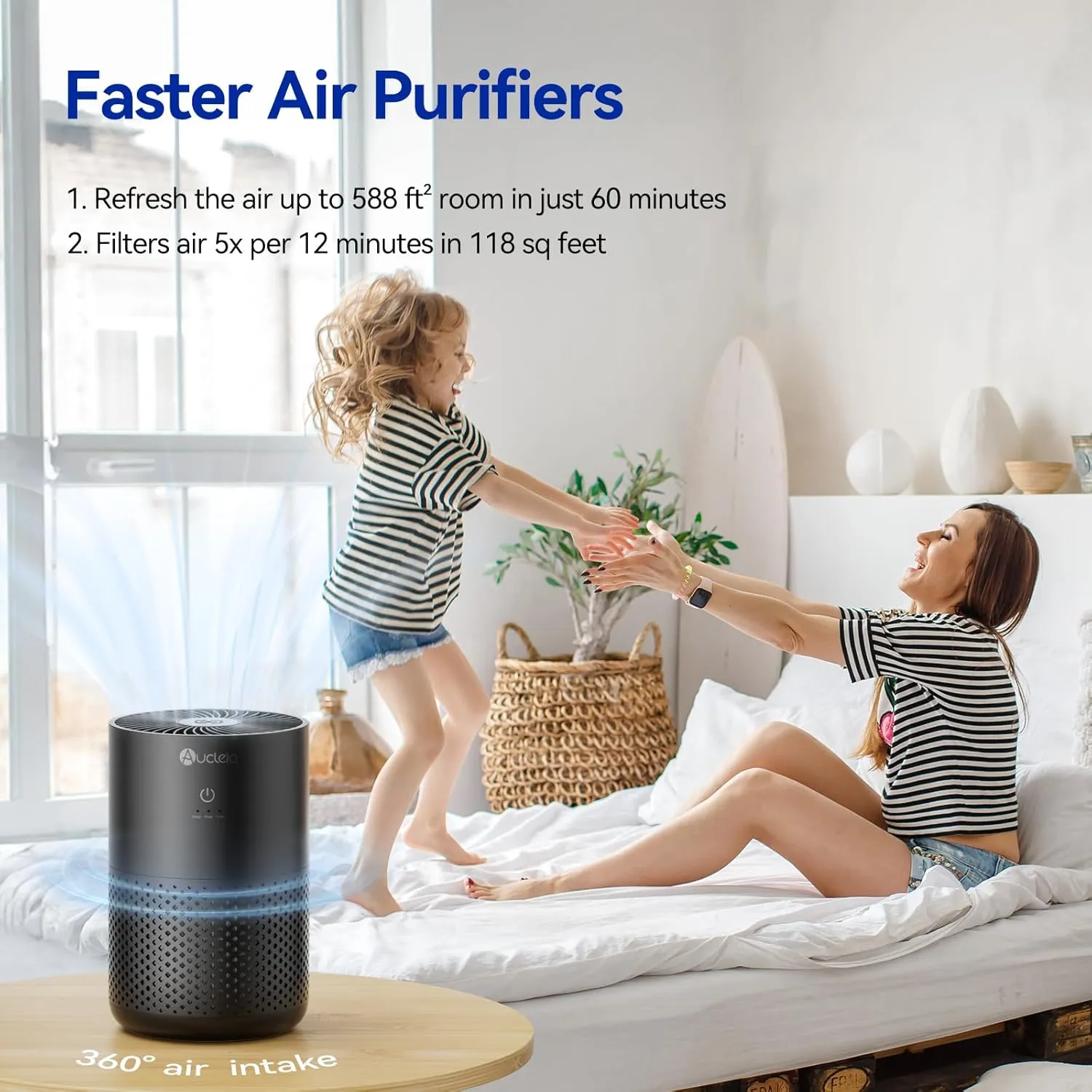 Air Purifiers for Bedroom up to 588 Ft, 20dB Bedroom Air Purifier for Small Room Removes Dust Pets Hair Smoke Odor with Aromatherapy Function(Black)