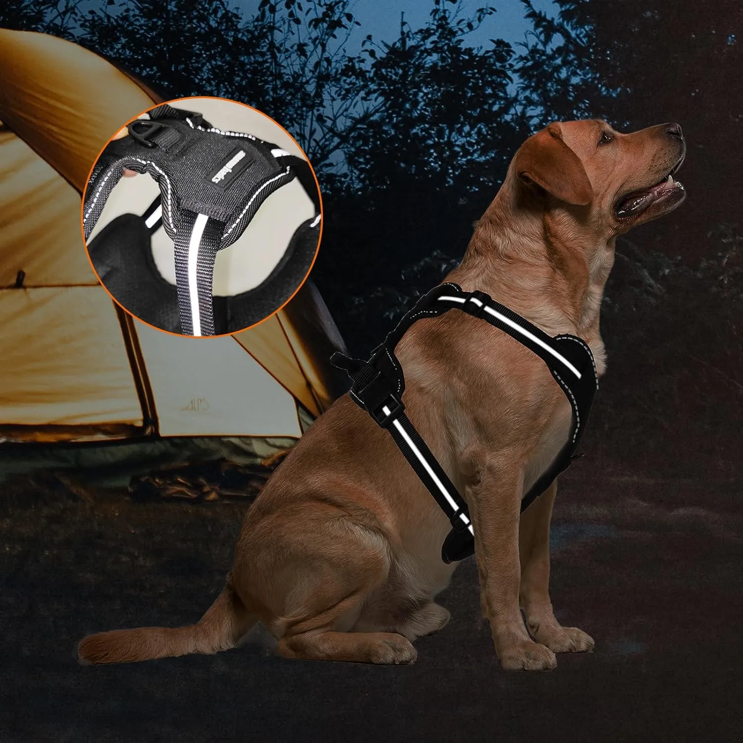 Amazon Basics No-Pull Dog Harness, Adjustable Soft Padded Vest with Reflective Stripes, X-Large, Black