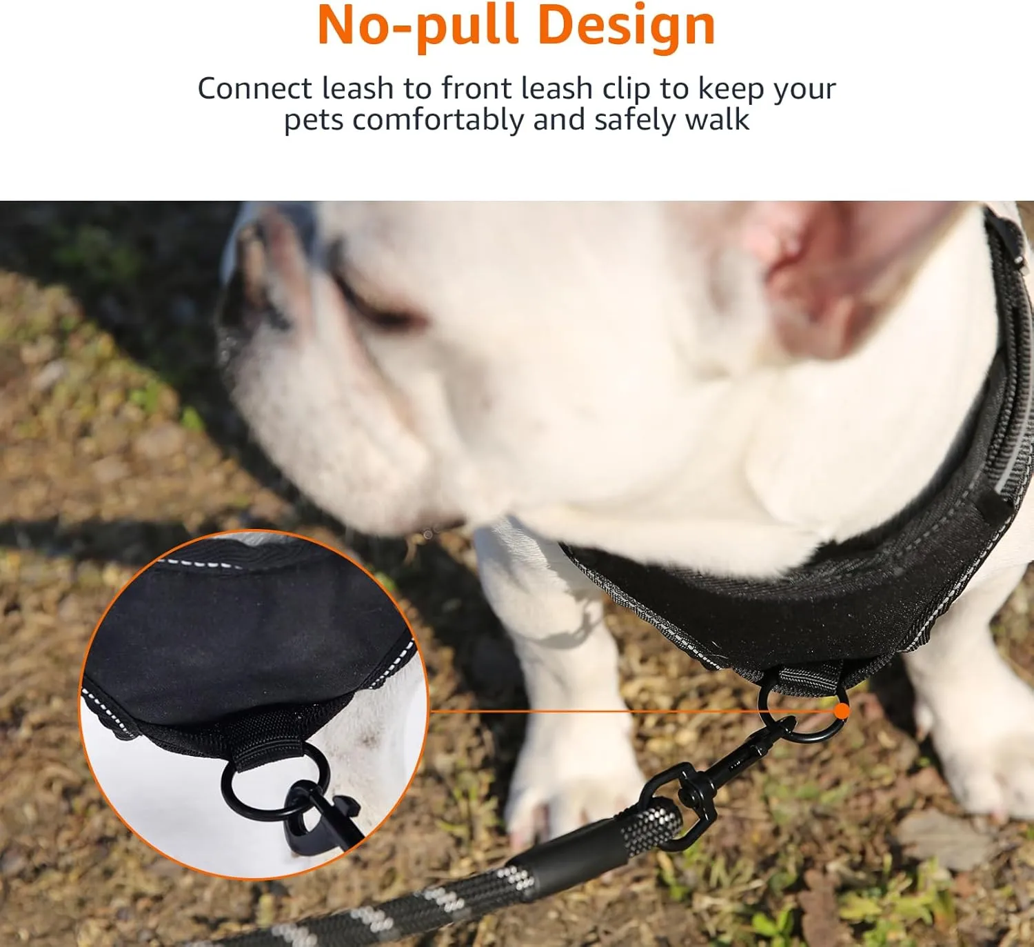 Amazon Basics No-Pull Dog Harness, Adjustable Soft Padded Vest with Reflective Stripes, X-Large, Black