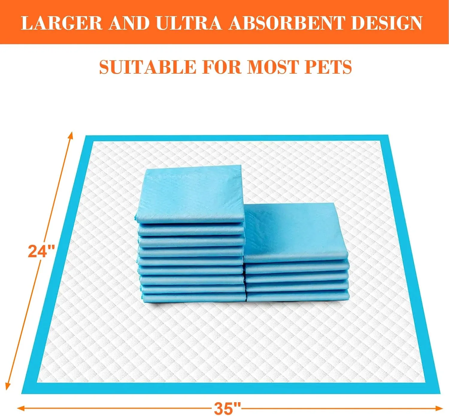 Aurora Pet Ultra-Absorbent Puppy Pee Pads  XL 24x35 Inch, Leak-Proof & Quick-Dry Potty Training Pads (20-Pack), Extra-Large Protection for Puppies & Dogs  Blue & White