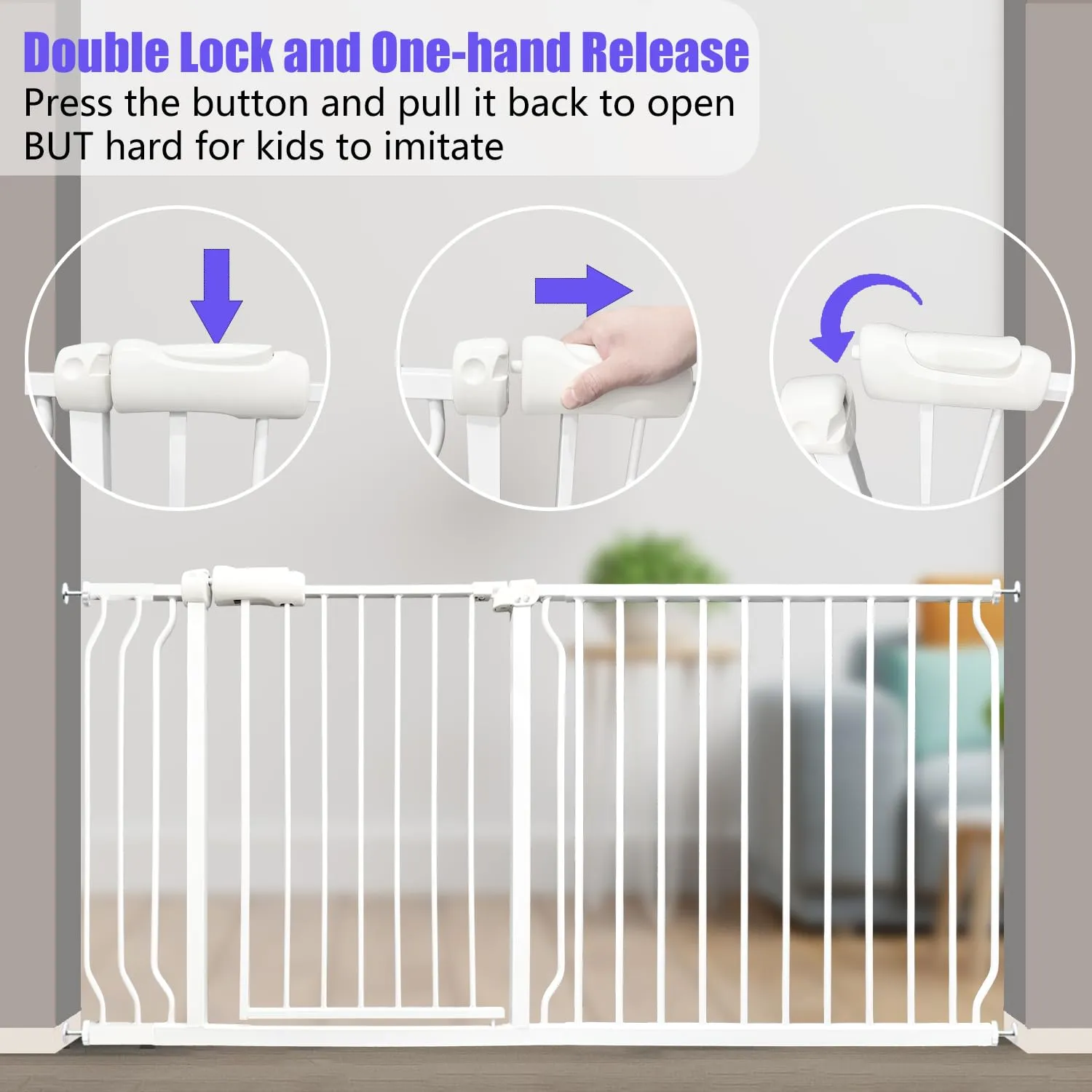 Baby Gates Extra Wide 71.5-76.4 Inch Large Baby Gates for Stairs Tension Pet Dog Gates Indoor for Doorways No Drilling Pressure Mounted Pet Gates for Kids