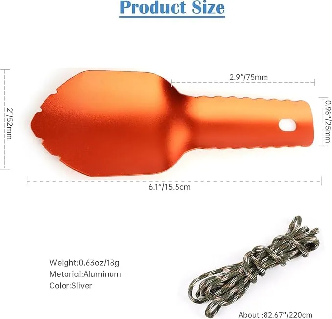 Backpacking Trowel Ultralight Camping Shovel Hiking Trowel Garden Trowel Small Potty Shovel (Orange)