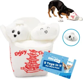 Barkbox Dog Toy 2 in 1 Interactive, Plush Exterior Material & Squeaker, Tearable Dog Toy with Squeaky Ball Inside, Ideal for Toy Destroyers - Andi's Dumpling, Small