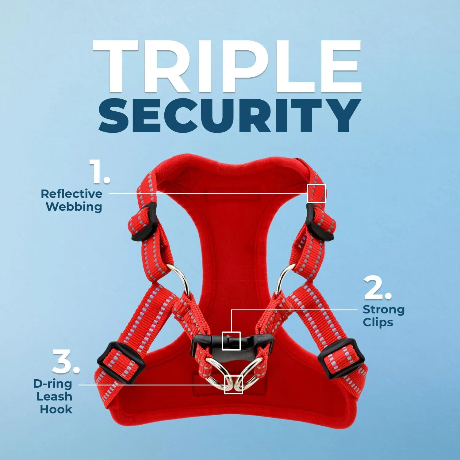 Best Pet Supplies Voyager Adjustable Dog Vest Harness Breathable No Pull Harness for Small, Medium, Large Dogs, Harness for Walking, Jogging, Easy Step-in, Reflective Stripes - Red, M