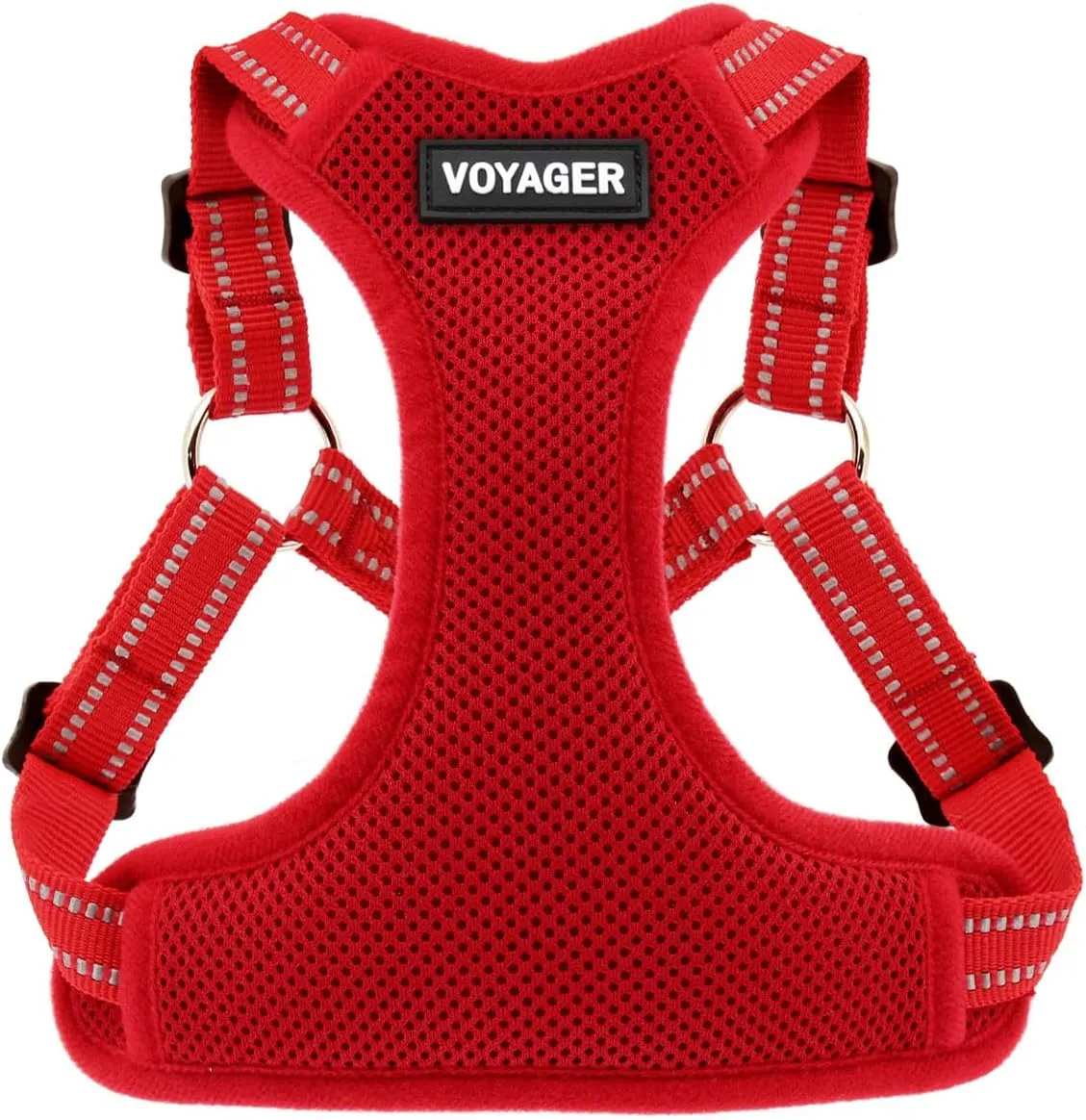 Best Pet Supplies Voyager Adjustable Dog Vest Harness Breathable No Pull Harness for Small, Medium, Large Dogs, Harness for Walking, Jogging, Easy Step-in, Reflective Stripes - Red, M