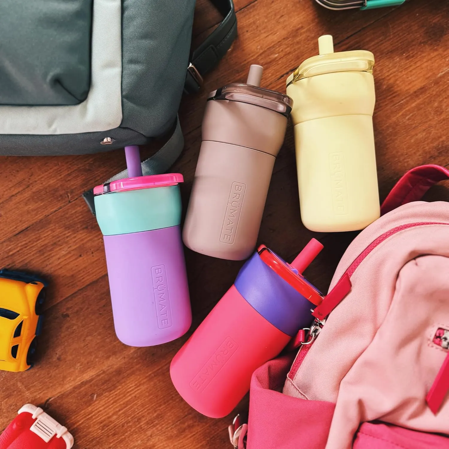 BrMate Leap 12oz 100% Leakproof Kids Tumbler with Handle and Silicone Soft Straw | Drop Resistant Silicone Sleeve | For Kids 4  | Insulated Stainless Steel | Cup Holder Friendly | 12oz (Aurora)