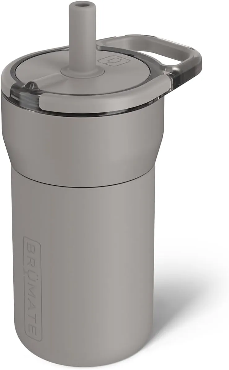 BrMate Leap 12oz 100% Leakproof Kids Tumbler with Handle and Silicone Soft Straw | Drop Resistant Silicone Sleeve | For Kids 4  | Insulated Stainless Steel | Cup Holder Friendly | 12oz (Mocha)
