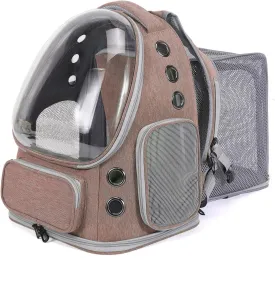 Cat Backpack Carrier for Large Cats, Expandable Cat Bubble Backpack, Dog Carriers for Small Medium Dogs, Airline Approved Pet Carrier for Travel Hiking Outdoor(Khaki)