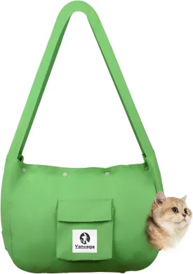 Cat Bag Carrier Sling Cat Carrier Soft Pet Supplies, Hands Free Shoulder Crossbody Cat Dog Carrier Pouch, Color Green Size L Cat Sling Carrier Outdoor Travel for 10-22 lbs