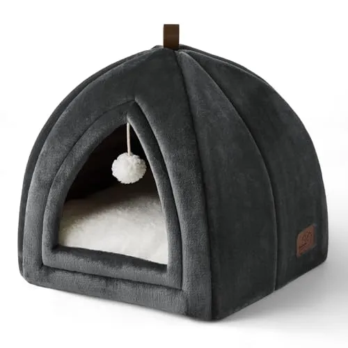 Cat cave big cats - Foldable cat bed with washable pillows, cat tent for kittens small, medium pet, soft and warm cat house for indoors, 38x38x38cm