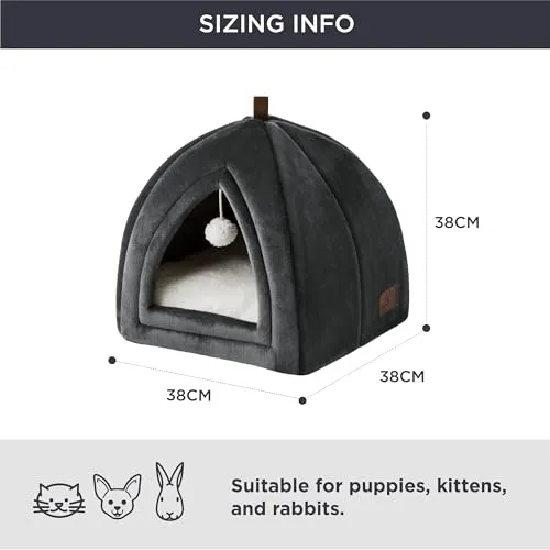 Cat cave big cats - Foldable cat bed with washable pillows, cat tent for kittens small, medium pet, soft and warm cat house for indoors, 38x38x38cm