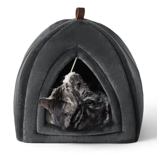 Cat cave big cats - Foldable cat bed with washable pillows, cat tent for kittens small, medium pet, soft and warm cat house for indoors, 38x38x38cm