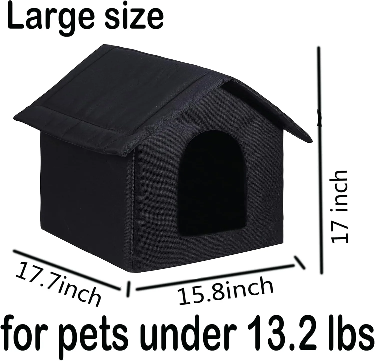 Cat Houses for Outdoor Cats, Weatherproof Outdoor House for Feral Cats, Warm Stable Stray Cats Shelter in Winter Black Large