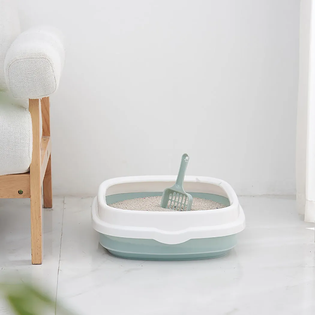 Cat Litter Pan Semi-Closed Detachable Open Cat Toilet Cat Litter Pot With Shovel Pet Cleaning Supplies Easy To Clean
