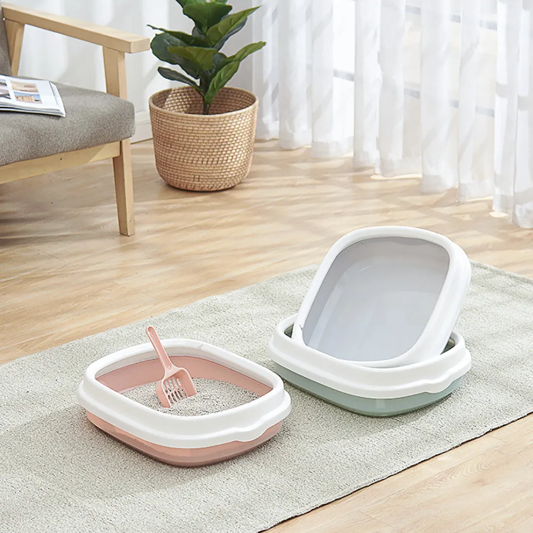 Cat Litter Pan Semi-Closed Detachable Open Cat Toilet Cat Litter Pot With Shovel Pet Cleaning Supplies Easy To Clean